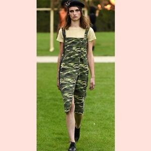 Each x Other Denim Fashion Season Collections Camo Camouflage Dress Green
